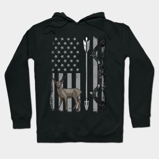 American Flag Bow Deer Hunting Gifts Archery Hunting Hunter Hoodie